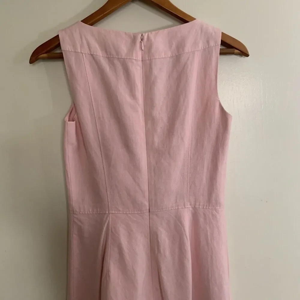 Ann Taylor Loft Dress Size 0 Lined Pink Sleeveless Invisible Zipper - Picture 4 of 15